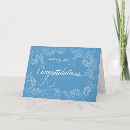 Floral Wedding Gratulations Card (blau) Karte (Vorderseite)