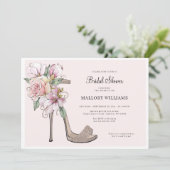 Floral Wedding Heelses Brautparty Einladung (Stehend Vorderseite)