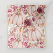 Floral Wedding Herbst Pink Burgundy Pumpkin Platzkarte (Innenseite Aufgefaltet)