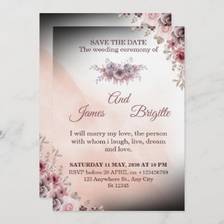 Floral Wedding Invitation CARD modern design Einladung