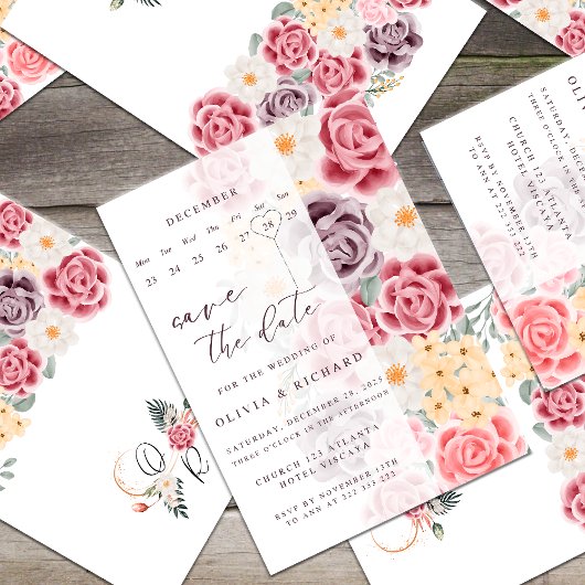 Floral wedding invitation combines romantic elegan einladung