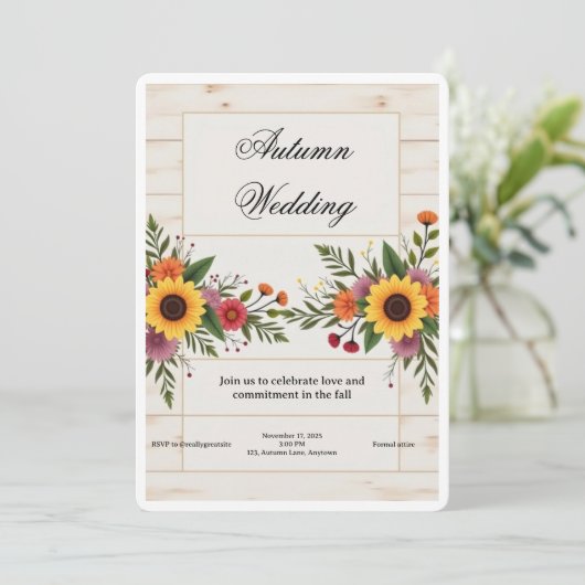 Floral Wedding Invitation – Elegant & Simple Einladung (Stehend Vorderseite)