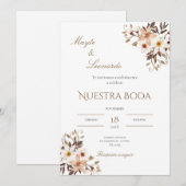  Floral wedding invitation in Spanish Einladung (Vorne/Hinten)