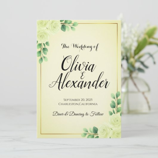 Floral Wedding Invitation Template | Editable Text Einladung (Stehend Vorderseite)