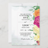 Floral Wedding Invitation with Modern Framed Text Einladung (Vorderseite)