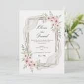 Floral Wedding Invitations Soft pink Einladung (Stehend Vorderseite)