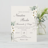 Floral Wedding invite in Spanish Einladung (Stehend Vorderseite)