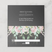 Floral Wedding Luxury Black and Pink Platzkarte (Außenseite Aufgefaltet)