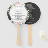 Floral Wedding Luxury Black Pink Hand Fan Fächer (Vorne und Hinten)