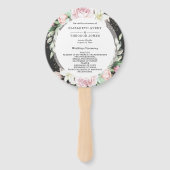 Floral Wedding Luxury Black Pink Hand Fan Fächer (Vorderseite)