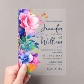 Floral Wedding Modern Script Typografy Rainbow Acryleinladungen (Insitu (Handheld))