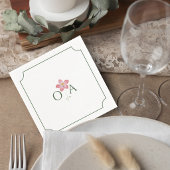 Floral Wedding Monogram Cocktail Napkin Serviette