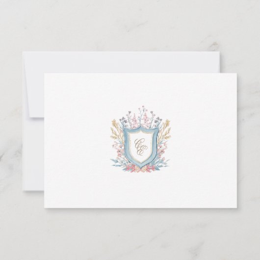 Floral Wedding Monogram Crest RSVP Card (Rückseite)