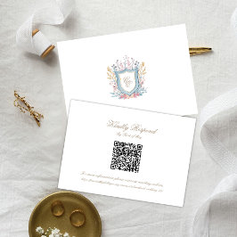 Floral Wedding Monogram Crest RSVP Card