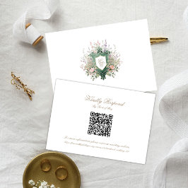 Floral Wedding Monogram Crest RSVP Card