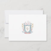 Floral Wedding Monogram Crest RSVP Card Karte (Rückseite)
