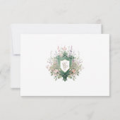 Floral Wedding Monogram Crest RSVP Card Karte (Rückseite)