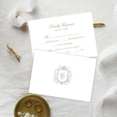 Floral Wedding Monogram Crest RSVP Card Karte