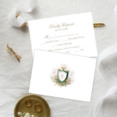 Floral Wedding Monogram Crest RSVP Card Karte