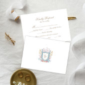 Floral Wedding Monogram Crest RSVP Card Karte