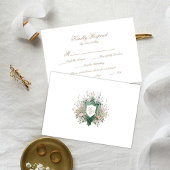 Floral Wedding Monogram Crest RSVP Card Karte