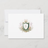 Floral Wedding Monogram Crest RSVP Card Karte (Rückseite)