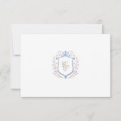 Floral Wedding Monogram Crest RSVP Card Karte (Rückseite)