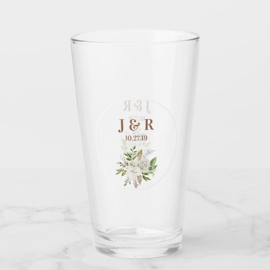 Floral Wedding Monogram Glas (Rückseite)