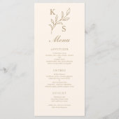 Floral Wedding Monogram Minimalistisch Menükarte (Rückseite)