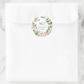 Floral Wedding Monogram Sticker / Label (Tasche)