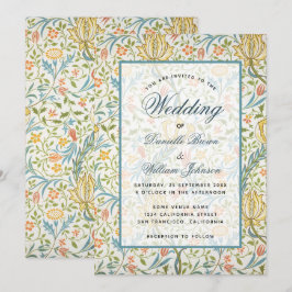 Floral Wedding Morris Muster Elegantes Skript Einladung