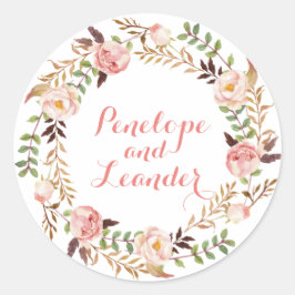 Floral Wedding Names Label Stickers