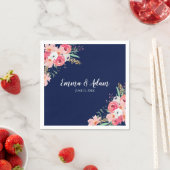 Floral Wedding Napkin Botanische Blume Navy Blue Serviette (Beispiel)