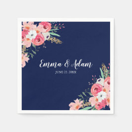 Floral Wedding Napkin Botanische Blume Navy Blue Serviette