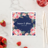 Floral Wedding Napkin Botanische Blume Navy Blue Serviette (Beispiel)