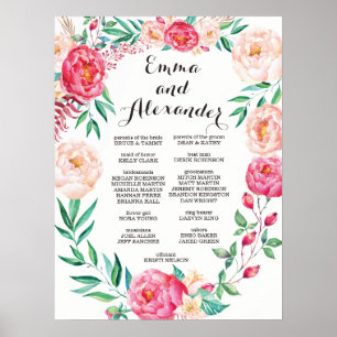 Floral Wedding Party-Zeichen / Willkommensuntersch Poster