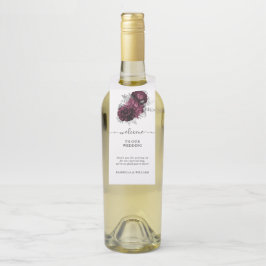 Floral Wedding Personalisiert Burgundy Flaschenanhänger