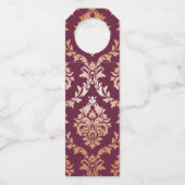 Floral Wedding Personalisiert Burgundy Flaschenanhänger (Rückseite)