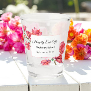 Floral Wedding Pink Magnolia Bride Groom Schnapsglas