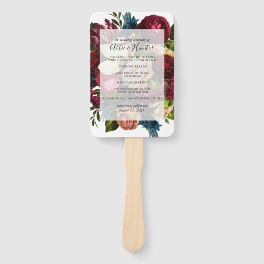 Floral Wedding Program Fan Fächer (Vorderseite)