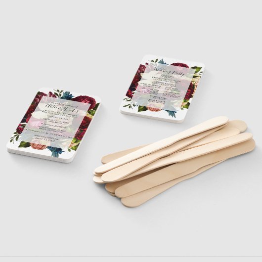 Floral Wedding Program Fan Fächer (Non-assembled)