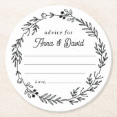 Floral Wedding Reception Advice Card Runder Pappuntersetzer (Vorderseite)