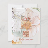 Floral Wedding Reply by with QR Code Blush Peach  RSVP Karte (Rückseite)