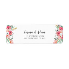 Floral Wedding Return Address Label Blume Rosa