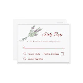 Floral Wedding RSVP Postcard mit Lavender Einladungspostkarte