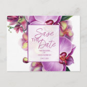 Floral Wedding Save the Date Foto & QR Code Ankündigungspostkarte (Vorderseite)