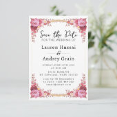 Floral Wedding Save the Date Invitation (Stehend Vorderseite)