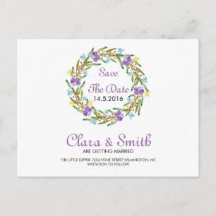 Floral Wedding Save the Date Postcard Ankündigungspostkarte
