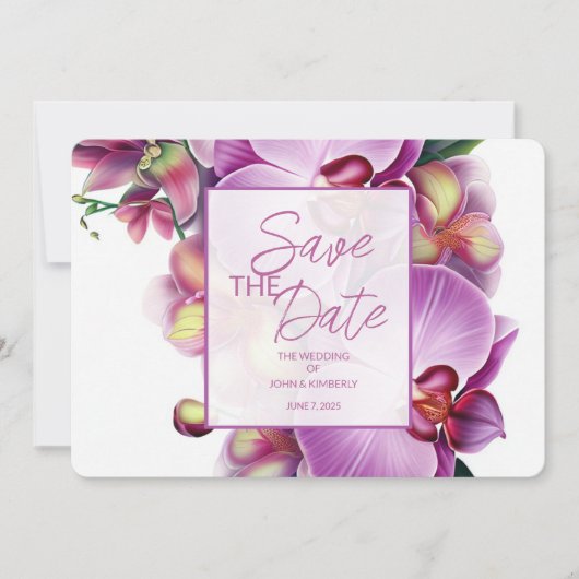 Floral Wedding Save the Date Vier Foto & QR Code (Vorderseite)
