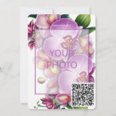 Floral Wedding Save the Date with Foto & QR Code (Rückseite)